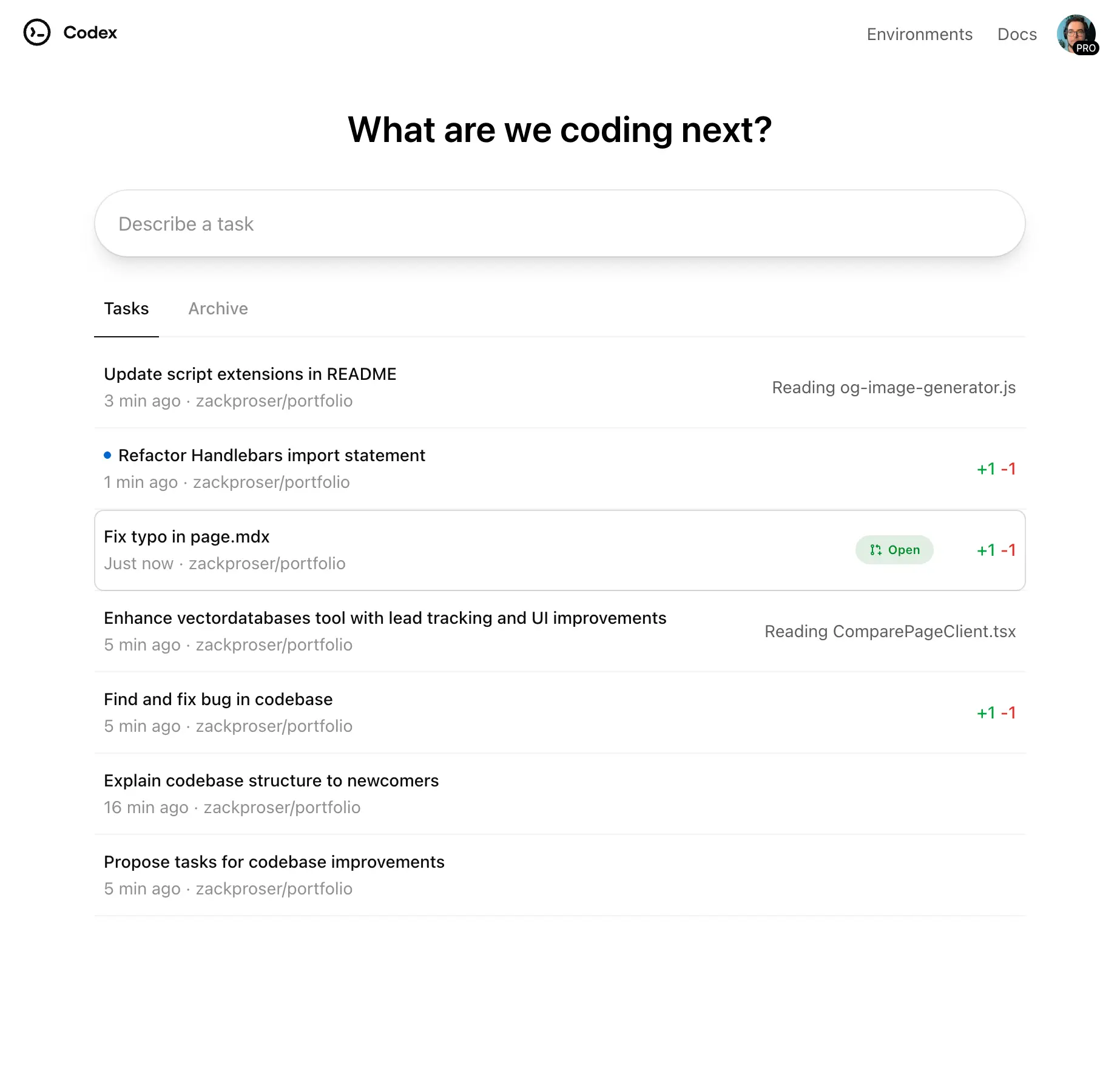 Codex is a chat-first experience now