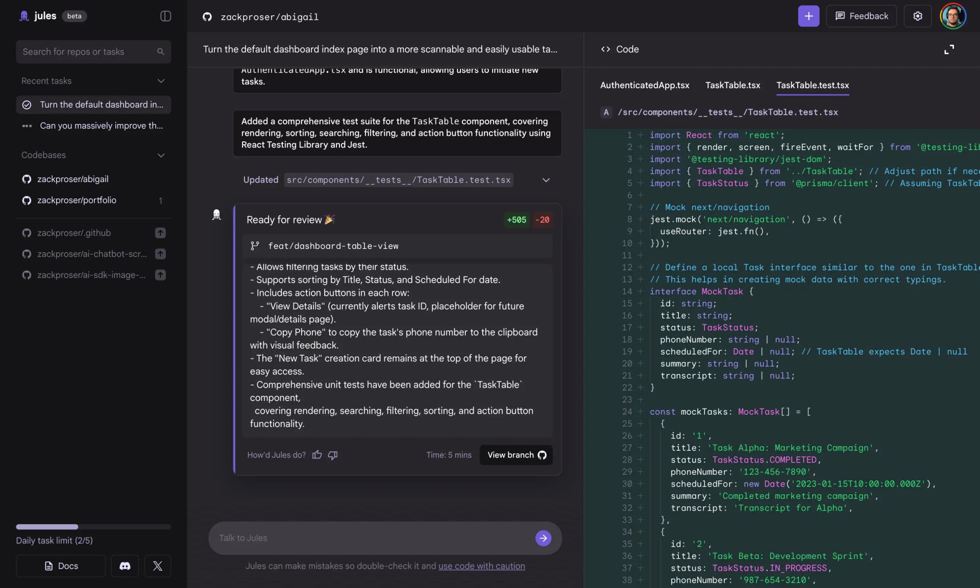 Jules branch publishing flow